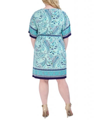 Plus Size Printed Tie-Waist Jersey Dress Mint $44.50 Dresses