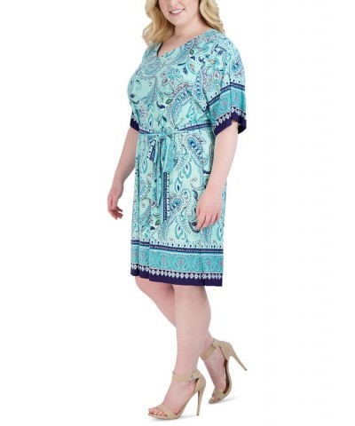 Plus Size Printed Tie-Waist Jersey Dress Mint $44.50 Dresses