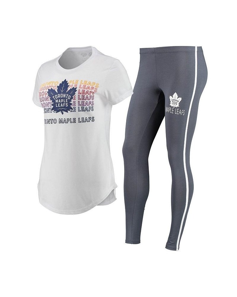 Women's White Charcoal Toronto Maple Leafs Sonata T-shirt and Leggings Set White, Charcoal $31.85 Pajama