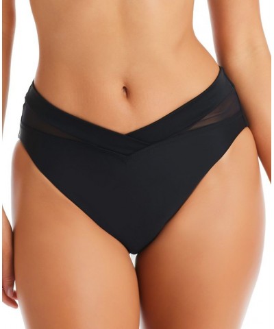 Natural Beauty V-Waist High Leg Bikini Bottoms Black $30.74 Swimsuits