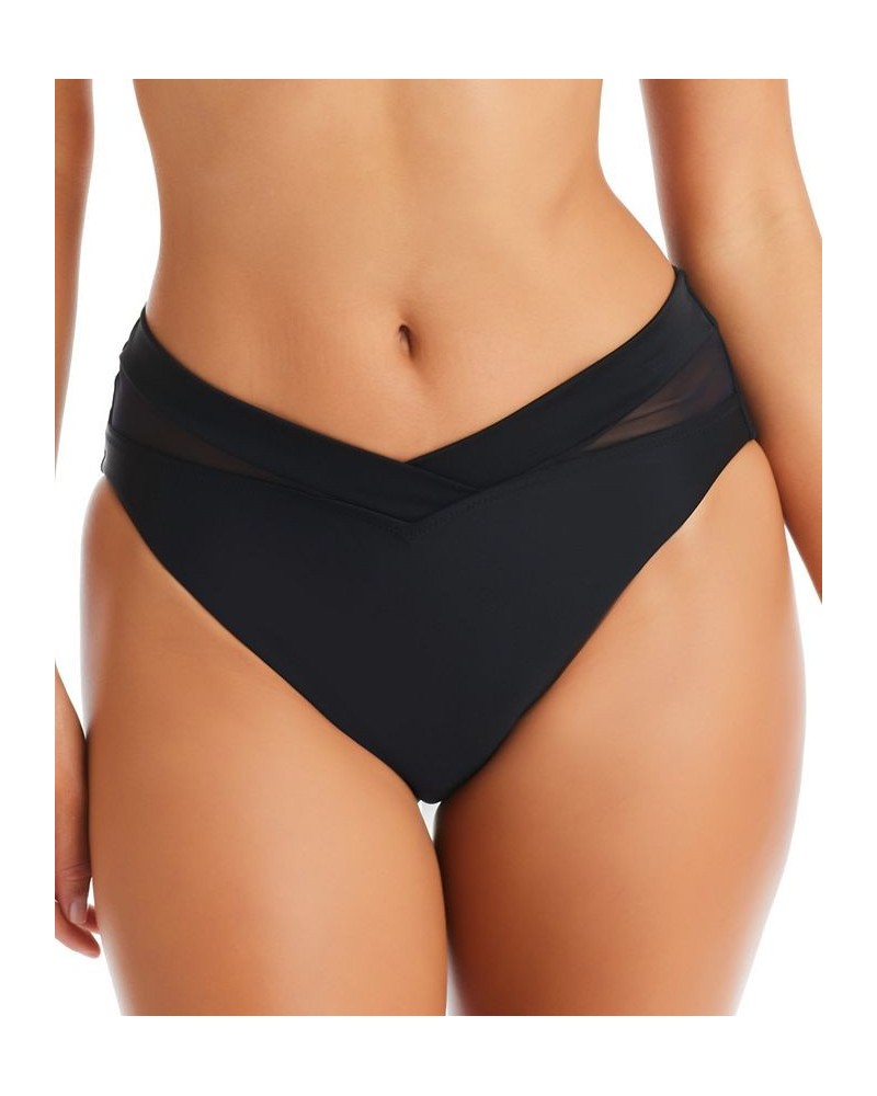 Natural Beauty V-Waist High Leg Bikini Bottoms Black $30.74 Swimsuits