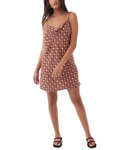 Juniors' Judith Geo Satin Slip Dress Canyon Clay $23.24 Dresses