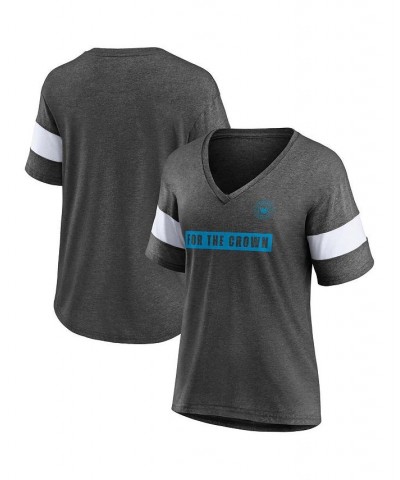 Women's Branded Heathered Charcoal Charlotte FC Tri-Blend V-Neck T-shirt Heathered Charcoal $23.39 Tops