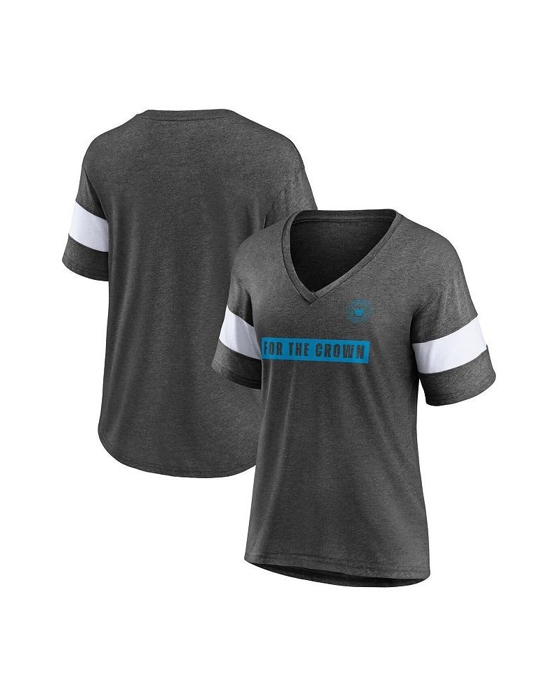 Women's Branded Heathered Charcoal Charlotte FC Tri-Blend V-Neck T-shirt Heathered Charcoal $23.39 Tops