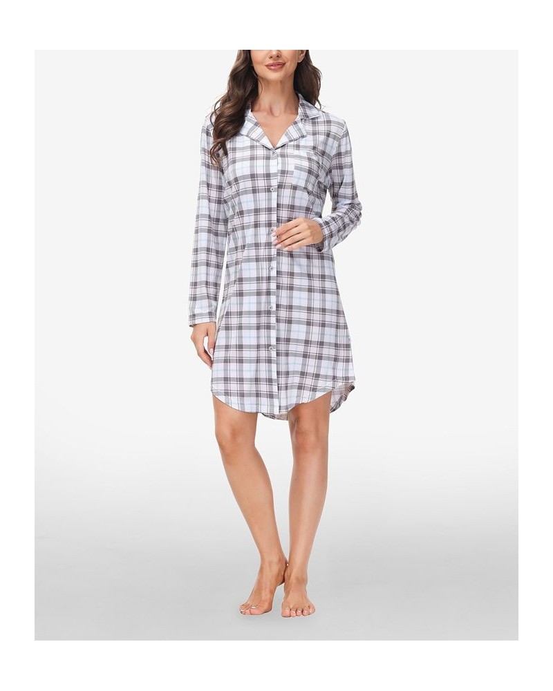 Women's Printed Notch Collar Sleepshirt Stowe Plaid $16.68 Sleepwear