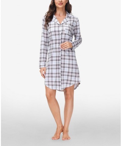 Women's Printed Notch Collar Sleepshirt Stowe Plaid $16.68 Sleepwear