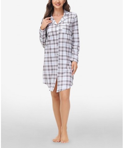 Women's Printed Notch Collar Sleepshirt Stowe Plaid $16.68 Sleepwear