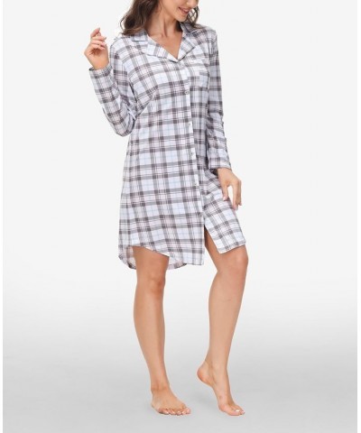 Women's Printed Notch Collar Sleepshirt Stowe Plaid $16.68 Sleepwear