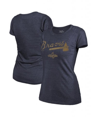 Women's Threads Navy Atlanta Braves 2022 Gold Program Wordmark T-shirt Navy $27.99 Tops