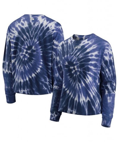 Women's Navy Utah Jazz Tie-Dye Long Sleeve T-shirt Navy $29.11 Tops