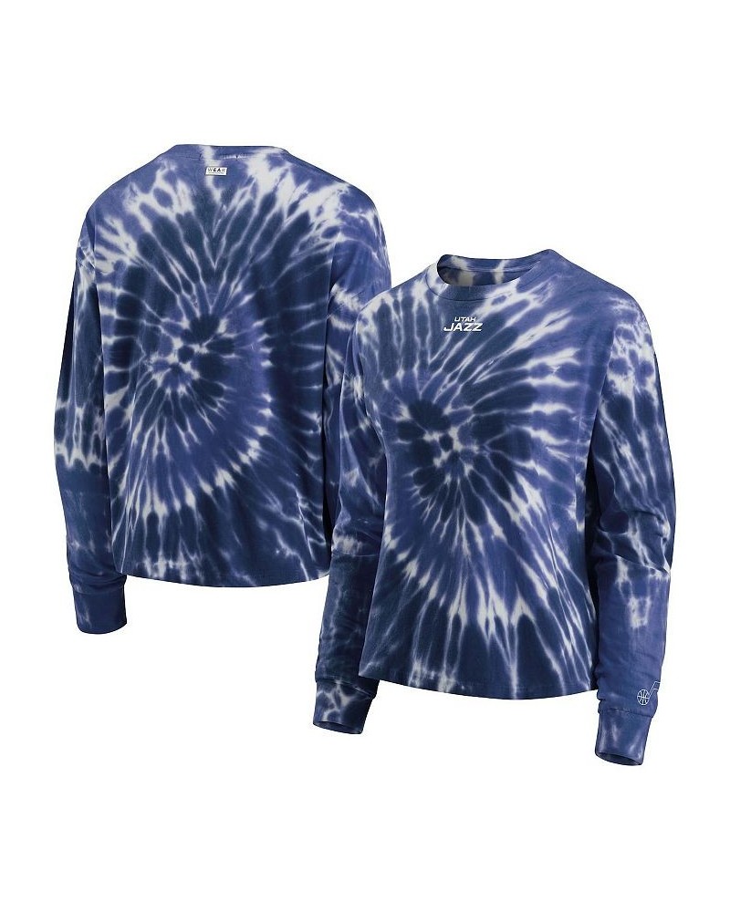 Women's Navy Utah Jazz Tie-Dye Long Sleeve T-shirt Navy $29.11 Tops