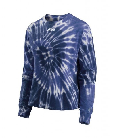 Women's Navy Utah Jazz Tie-Dye Long Sleeve T-shirt Navy $29.11 Tops