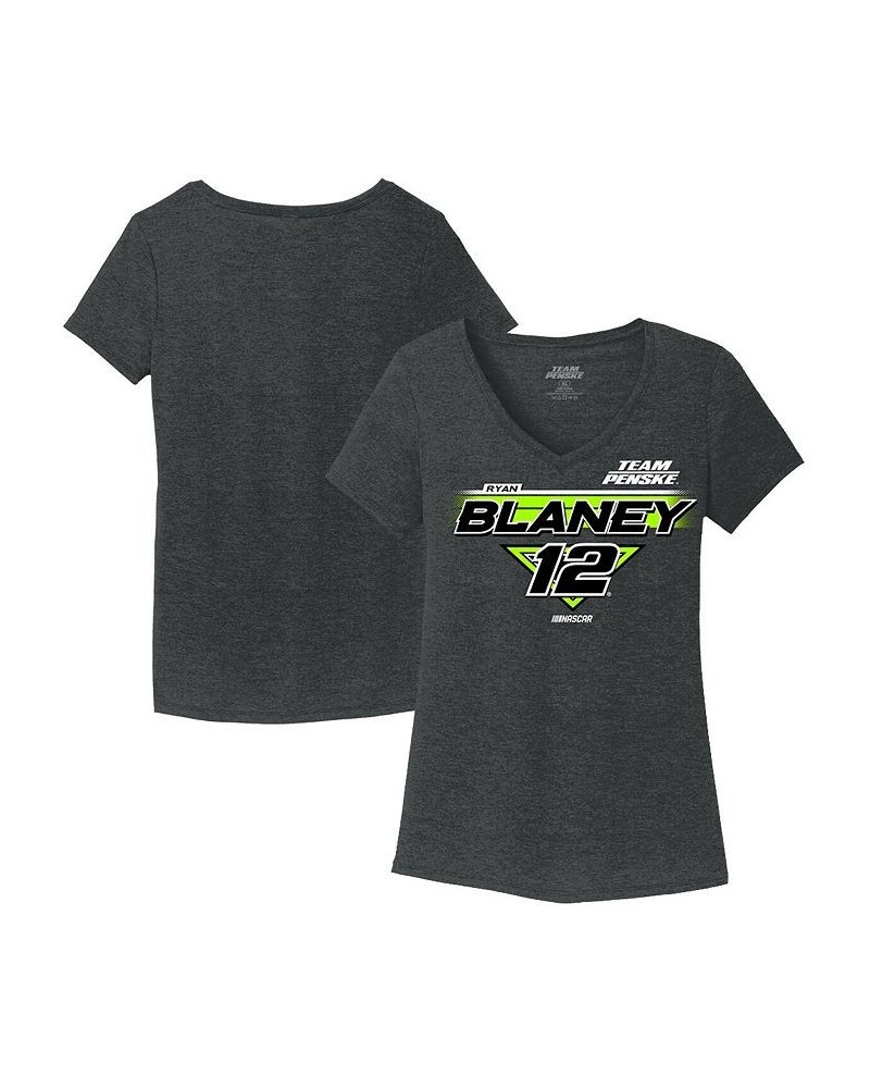 Women's Charcoal Ryan Blaney V-Neck T-shirt Charcoal $22.39 Tops