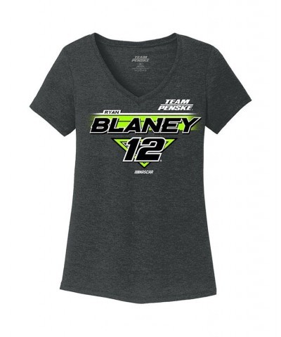 Women's Charcoal Ryan Blaney V-Neck T-shirt Charcoal $22.39 Tops