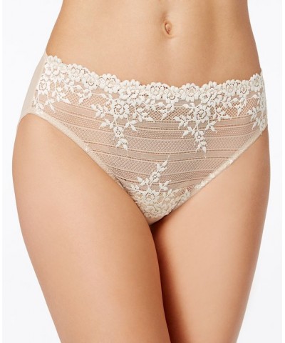 Embrace Lace Hi Cut Embroidered Brief Underwear Lingerie 841191 Tan/Beige $18.13 Panty