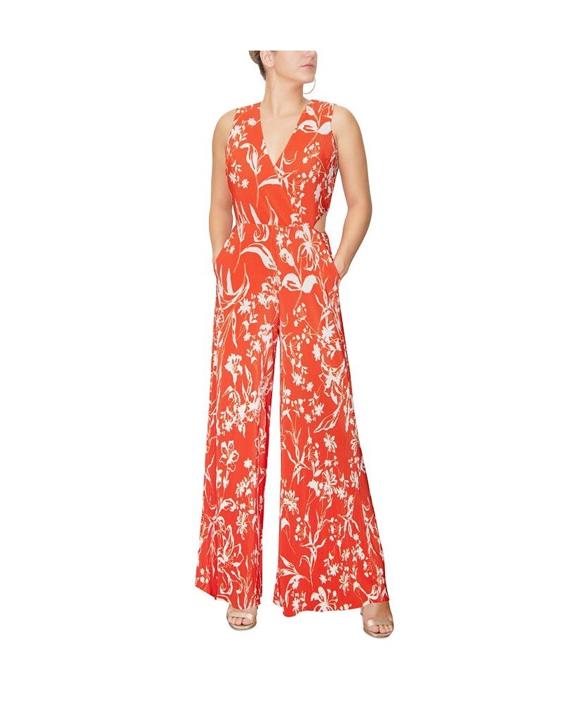 Women's Anka V-Neck Jumpsuit Burnt Coral Bloom $63.60 Pants