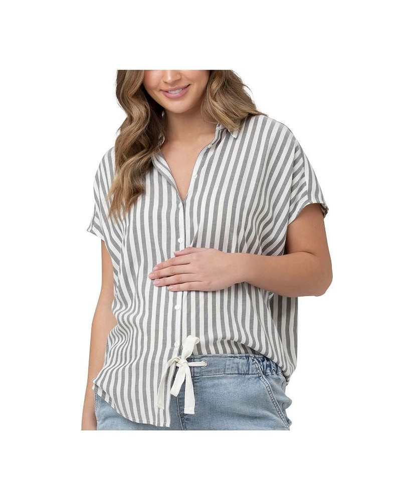 Ada Stripe Relaxed Shirt Black / white $49.00 Tops