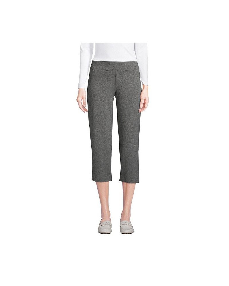 Women's Tall Starfish Mid Rise Elastic Waist Pull On Crop Pants Charcoal heather $34.42 Pants