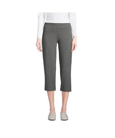 Women's Tall Starfish Mid Rise Elastic Waist Pull On Crop Pants Charcoal heather $34.42 Pants