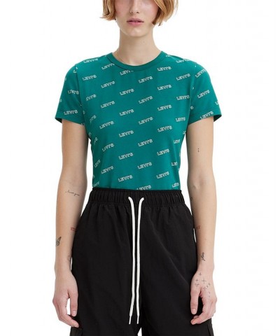 Women's Graphic Rickie Cotton Short-Sleeve T-Shirt Green Pattern $23.19 Tops