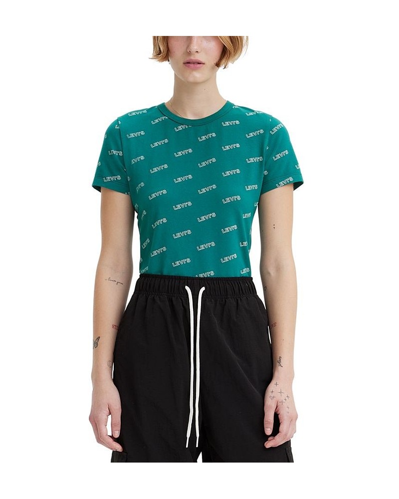 Women's Graphic Rickie Cotton Short-Sleeve T-Shirt Green Pattern $23.19 Tops