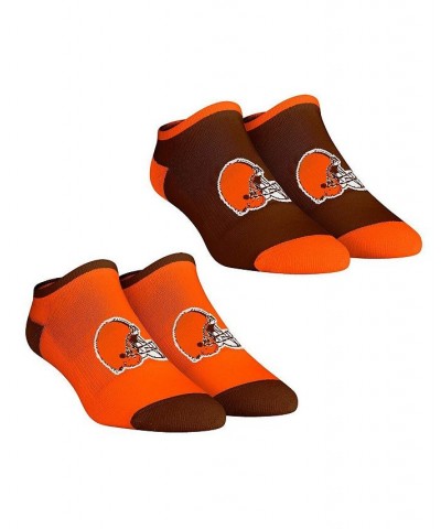 Women's Socks Cleveland Browns Core Team 2-Pack Low Cut Ankle Sock Set Brown, Orange $13.50 Socks