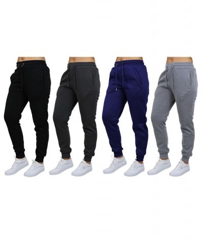 Women's Loose-Fit Fleece Jogger Sweatpants-4 Pack Black-Charcoal-Navy-Heather Grey $38.54 Pants