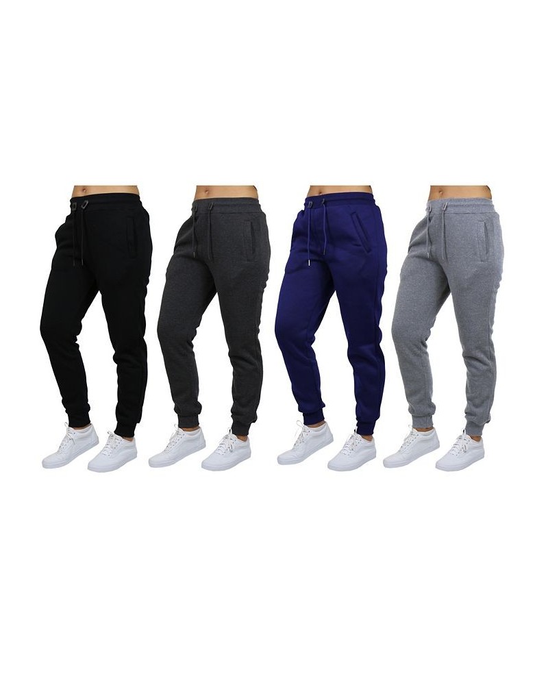 Women's Loose-Fit Fleece Jogger Sweatpants-4 Pack Black-Charcoal-Navy-Heather Grey $38.54 Pants