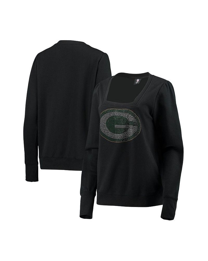 Women's Black Green Bay Packers Winners Square Neck Pullover Sweatshirt Black $35.25 Sweatshirts