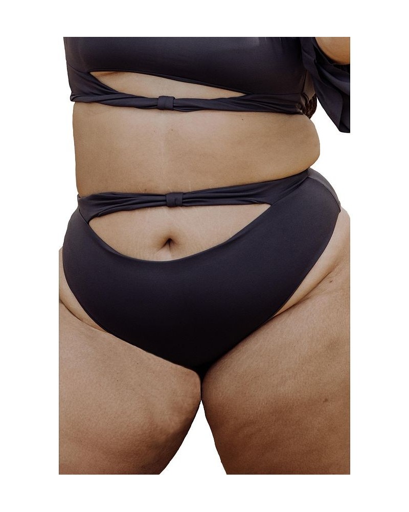 Women's Plus Size Ty cutout bikini bottom Gray $57.81 Swimsuits