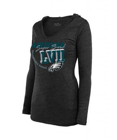 Women's Threads Black Philadelphia Eagles Super Bowl LVII High Tide Tri-Blend V-Neck Long Sleeve Hoodie T-shirt Black $26.65 ...