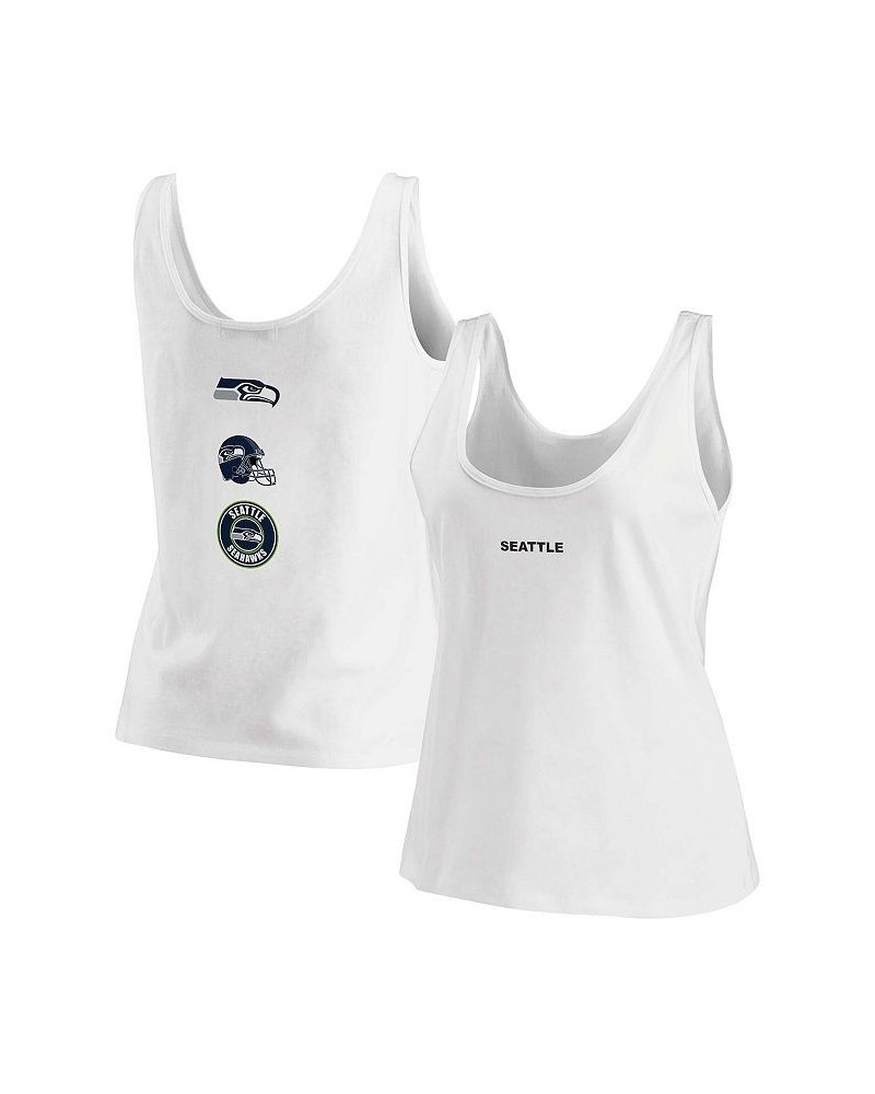 Women's White Seattle Seahawks Team Scoop Neck Tank Top White $15.05 Tops