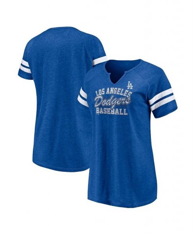 Women's Branded Heather Royal Los Angeles Dodgers Quick Out Tri-Blend Raglan Notch Neck T-shirt Heather Royal $25.64 Tops