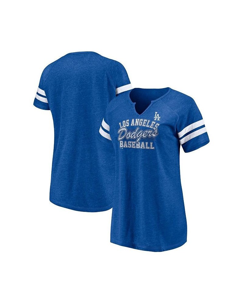 Women's Branded Heather Royal Los Angeles Dodgers Quick Out Tri-Blend Raglan Notch Neck T-shirt Heather Royal $25.64 Tops