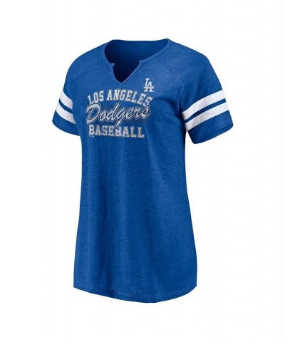 Women's Branded Heather Royal Los Angeles Dodgers Quick Out Tri-Blend Raglan Notch Neck T-shirt Heather Royal $25.64 Tops