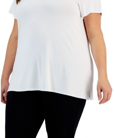 Plus Size Knit Top Bright White $12.20 Tops