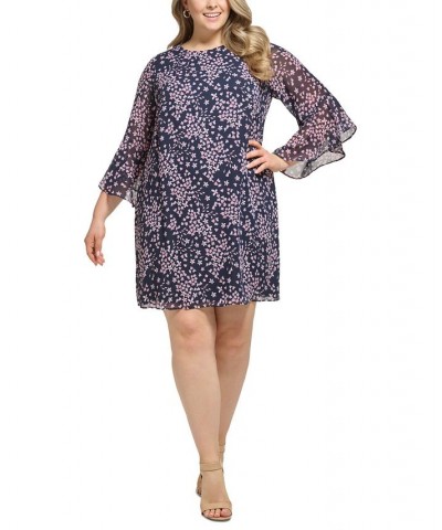 Plus Size Printed Flutter-Sleeve A-Line Dress Navy Multi $48.79 Dresses