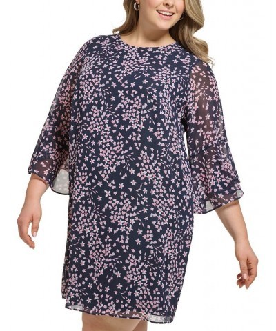 Plus Size Printed Flutter-Sleeve A-Line Dress Navy Multi $48.79 Dresses