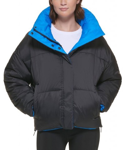 Women's Reversible Oversized Zip-Up Puffer Jacket Black $40.74 Jackets