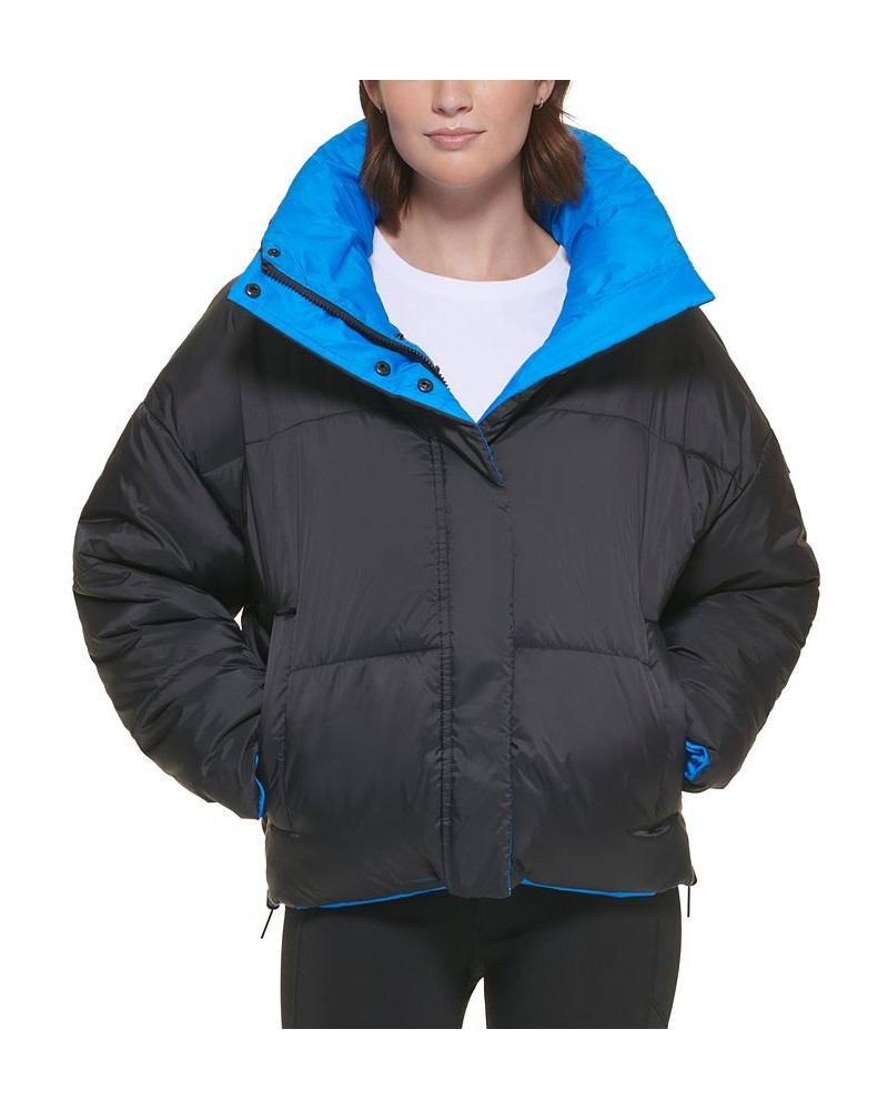 Women's Reversible Oversized Zip-Up Puffer Jacket Black $40.74 Jackets