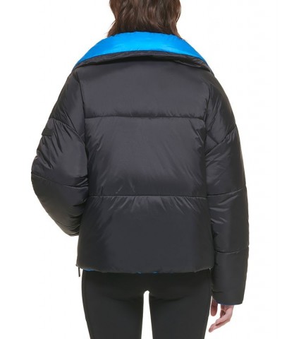 Women's Reversible Oversized Zip-Up Puffer Jacket Black $40.74 Jackets