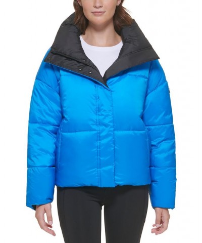 Women's Reversible Oversized Zip-Up Puffer Jacket Black $40.74 Jackets