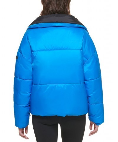 Women's Reversible Oversized Zip-Up Puffer Jacket Black $40.74 Jackets