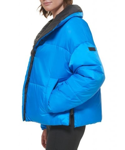 Women's Reversible Oversized Zip-Up Puffer Jacket Black $40.74 Jackets