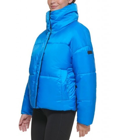 Women's Reversible Oversized Zip-Up Puffer Jacket Black $40.74 Jackets