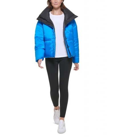 Women's Reversible Oversized Zip-Up Puffer Jacket Black $40.74 Jackets