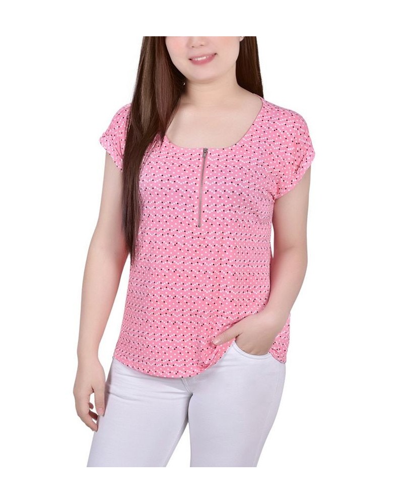 Petite Short Extended Sleeve Zip Top Conch Shell Velerdot $12.71 Tops