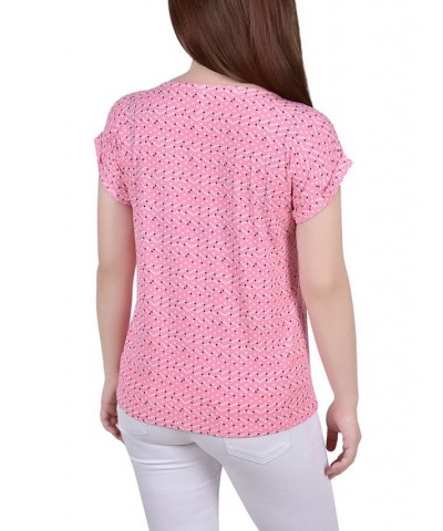 Petite Short Extended Sleeve Zip Top Conch Shell Velerdot $12.71 Tops