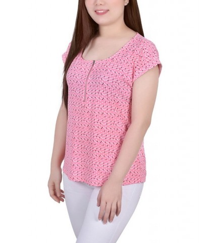 Petite Short Extended Sleeve Zip Top Conch Shell Velerdot $12.71 Tops