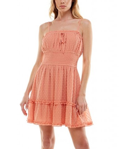 Juniors' Ruffled Tie-Neck Fit & Flare Dress Terracotta $28.32 Dresses